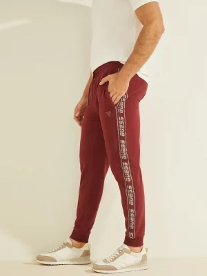 GUESS Pantalon Jogging bande logo imprime Bordeaux