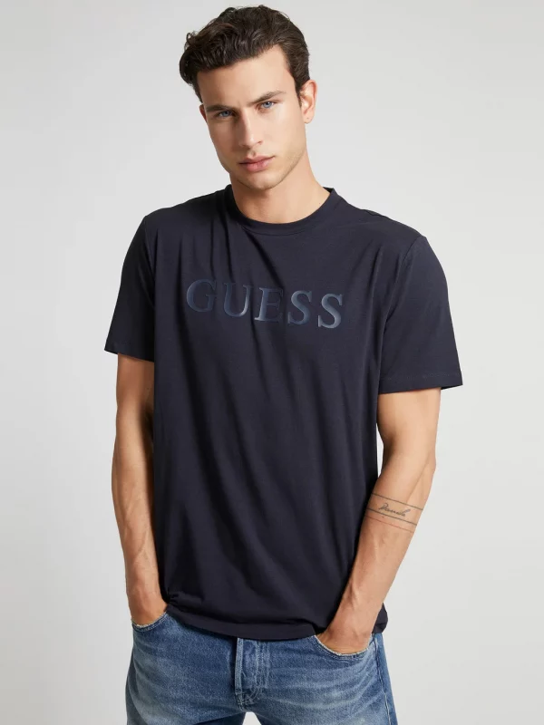 GUESS T-shirt logo frontal Bleu Marine