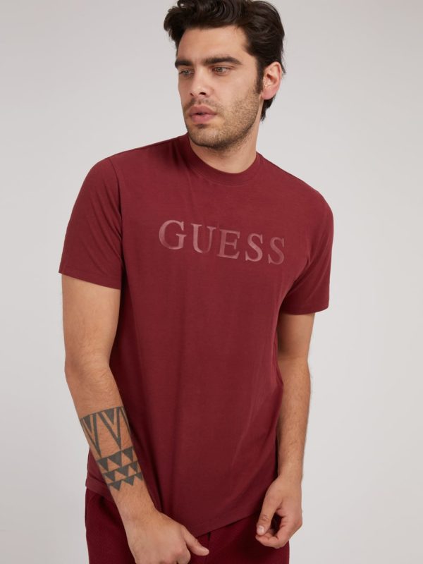 GUESS T-shirt logo frontal Bordeaux