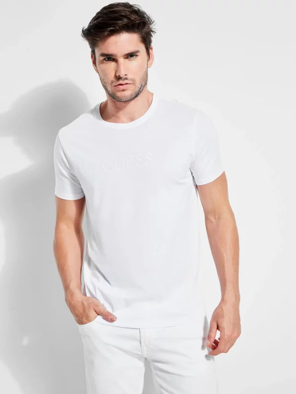 GUESS T-shirt logo ton sur ton Blanc