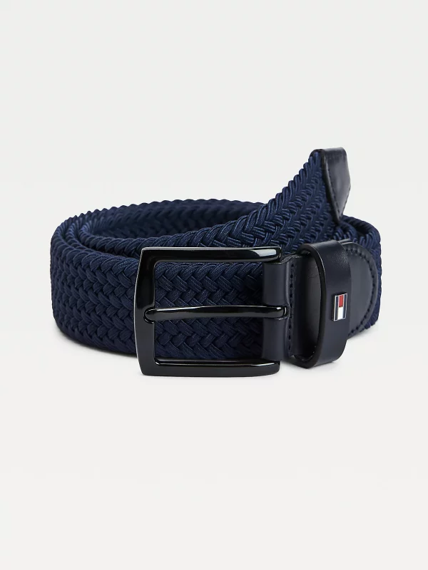 TOMMY HILFIGER Ceinture Denton tressée élastique Bleu Marine