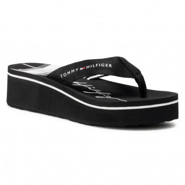 TOMMY HILFIGER Flip flops Signature Stripe High Noir 1