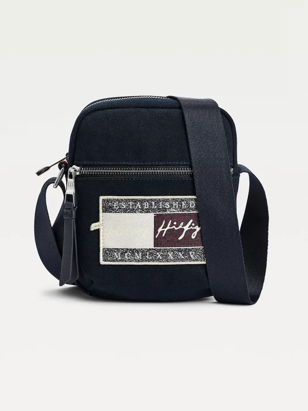 TOMMY HILFIGER Petit sac Reporter à logo signature Bleu Marine