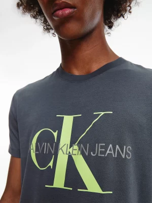 CALVIN KLEIN T-Shirt Slim en coton bio avec monogramme Gris