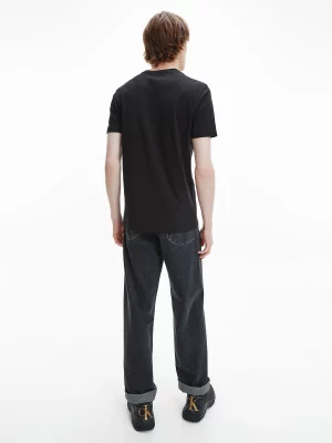 CALVIN KLEIN T-Shirt Slim en coton bio avec monogramme Noir