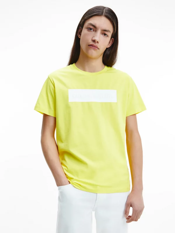CALVIN KLEIN T-Shirt avec logo gaufré Jaune Fluo