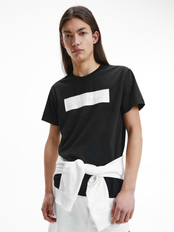 CALVIN KLEIN T-Shirt avec logo gaufré Noir