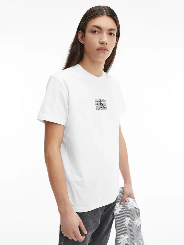 CALVIN KLEIN T-Shirt en coton bio avec logo en monogramme Blanc