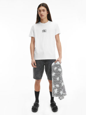 CALVIN KLEIN T-Shirt en coton bio avec logo en monogramme Blanc