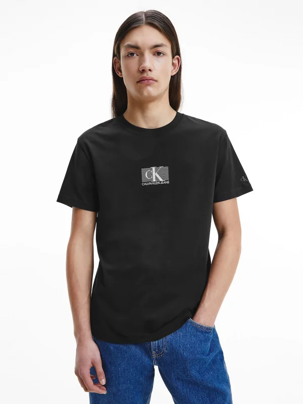 CALVIN KLEIN T-Shirt en coton bio avec logo en monogramme Noir