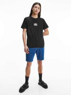 CALVIN KLEIN T-Shirt en coton bio avec logo en monogramme Noir