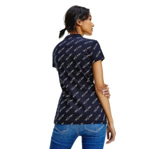 TOMMY HILFIGER Polo ajusté à motif abstrait Bleu marine