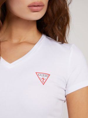 GUESS T-shirt logo triangulaire Blanc