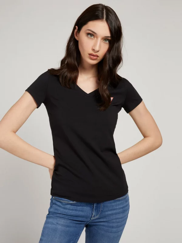 GUESS T-shirt logo triangulaire Noir 1