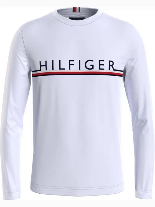 TOMMY HILFIGER T-Shirt à manches longues avec logo surround Blanc