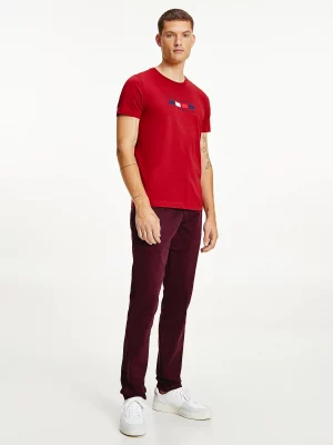 TOMMY HILFIGER T-Shirt en pur coton bio à logo brodé Bordeaux