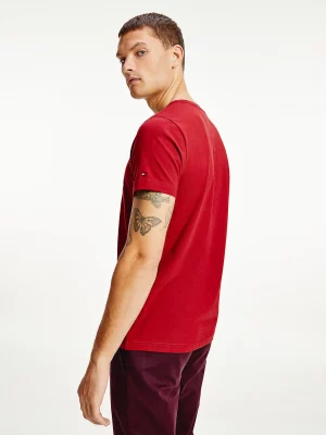 TOMMY HILFIGER T-Shirt en pur coton bio à logo brodé Bordeaux