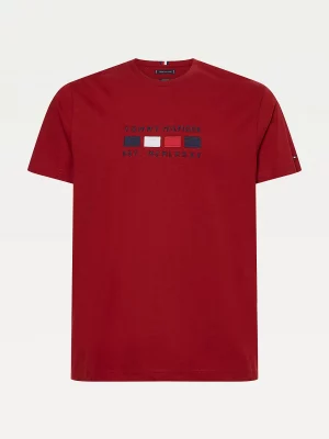 TOMMY HILFIGER T-Shirt en pur coton bio à logo brodé Bordeaux