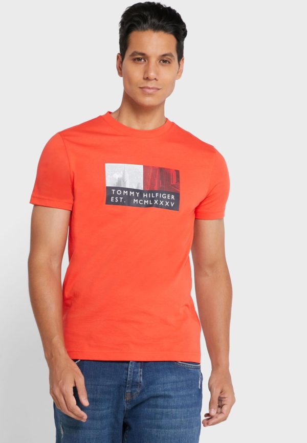 TOMMY HILFIGER T-Shirt imprimé Orange