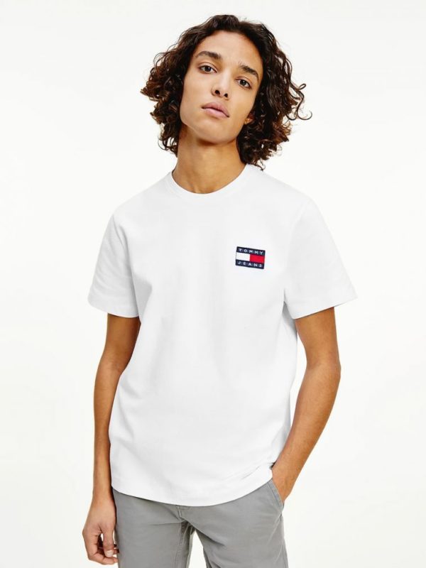 TOMMY JEANS T-Shirt avec drapeau brodé Blanc