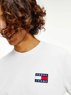 TOMMY JEANS T-Shirt avec drapeau brodé Blanc