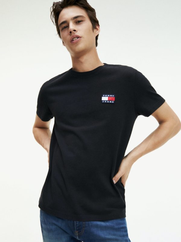 TOMMY JEANS T-Shirt avec drapeau brodé Noir