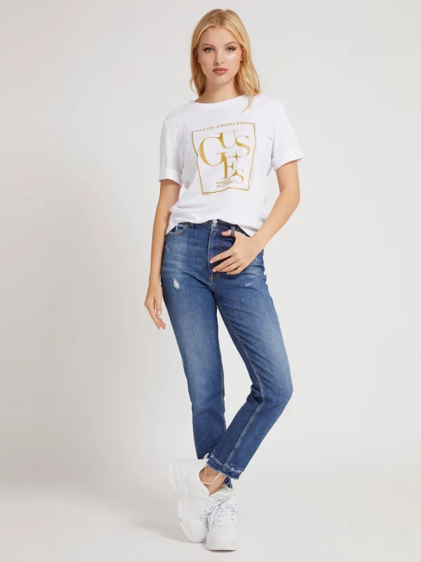 GUESS T-Shirt imprimé sur le devant Blanc