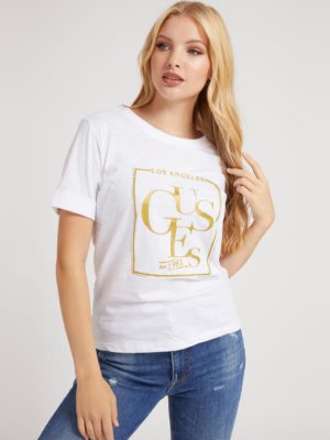 GUESS T-Shirt imprimé sur le devant Blanc