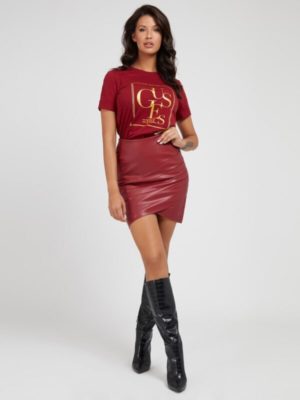 GUESS T-Shirt imprimé sur le devant Bordeaux