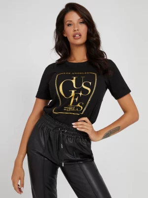 GUESS T-Shirt imprimé sur le devant Noir