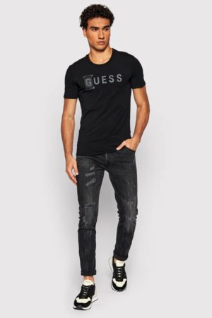 GUESS T-Shirt à logo éco Belty Noir