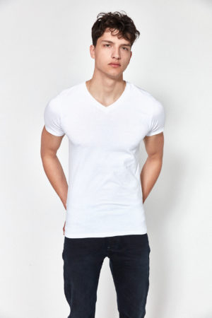 TEDDY SMITH T-Shirt col en V Blanc