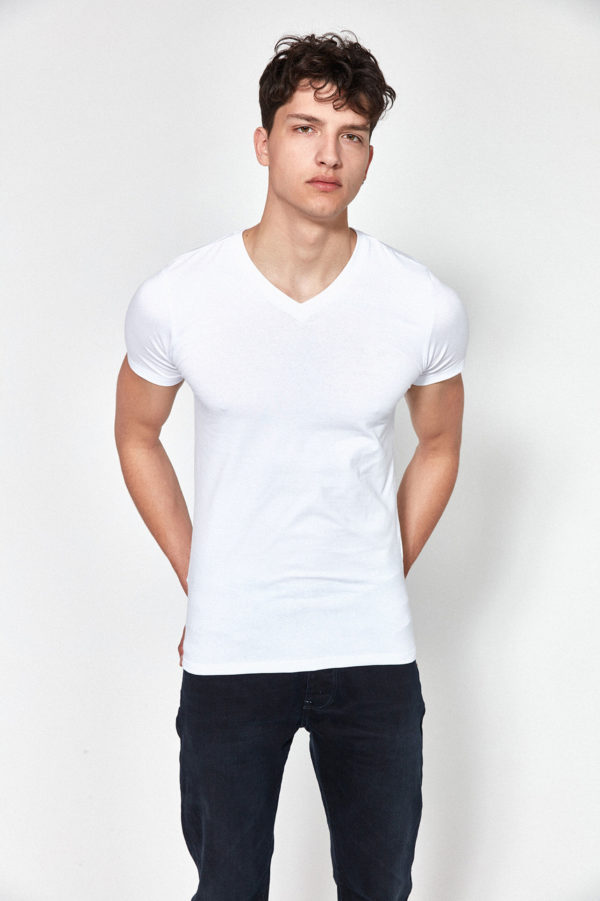 TEDDY SMITH T-Shirt col en V Blanc