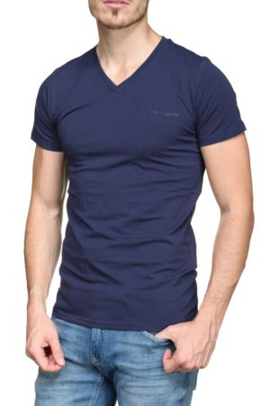TEDDY SMITH T-Shirt col en V Bleu Marine