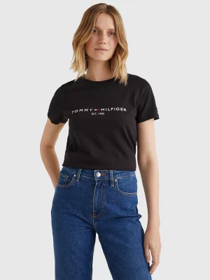 TOMMY HILFIGER T-Shirt en coton bio à logo Noir