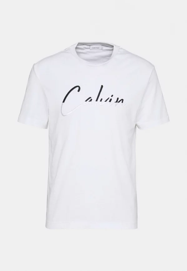 CALVIN KLEIN T-Shirt Script Embroidery Blanc