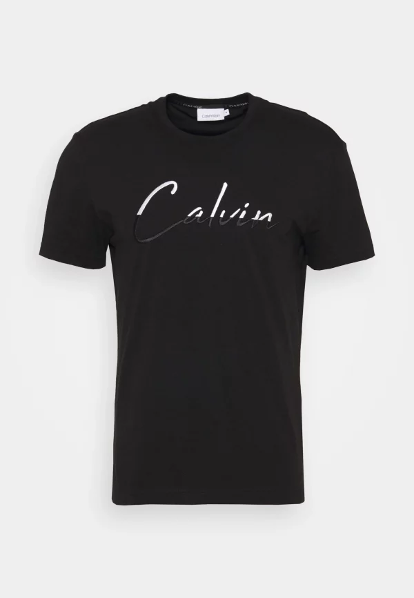 CALVIN KLEIN T-Shirt Script Embroidery Noir