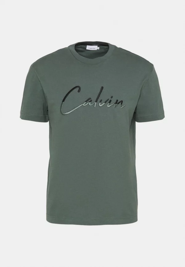 CALVIN KLEIN T-Shirt Script Embroidery Kaki