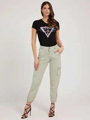 GUESS T-Shirt imprimé logo triangulaire Noir