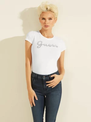 GUESS T-Shirt logo à texte découpé Blanc