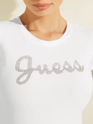 GUESS T-Shirt logo à texte découpé Blanc