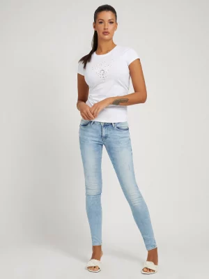 GUESS T-Shirt logo brodé Blanc