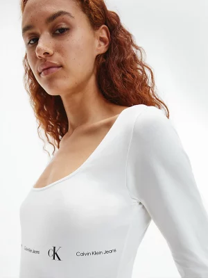 CALVIN KLEIN Body À Manches Longues Avec Nombreux Logos Blanc
