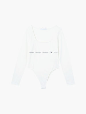 CALVIN KLEIN Body À Manches Longues Avec Nombreux Logos Blanc