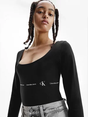 CALVIN KLEIN Body À Manches Longues Avec Nombreux Logos Noir