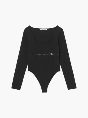 CALVIN KLEIN Body À Manches Longues Avec Nombreux Logos Noir