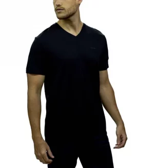 CALVIN KLEIN T-Shirt col V Pima Driver Noir