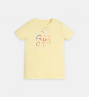 GUESS T-shirt Jaune avec imprimé coloré