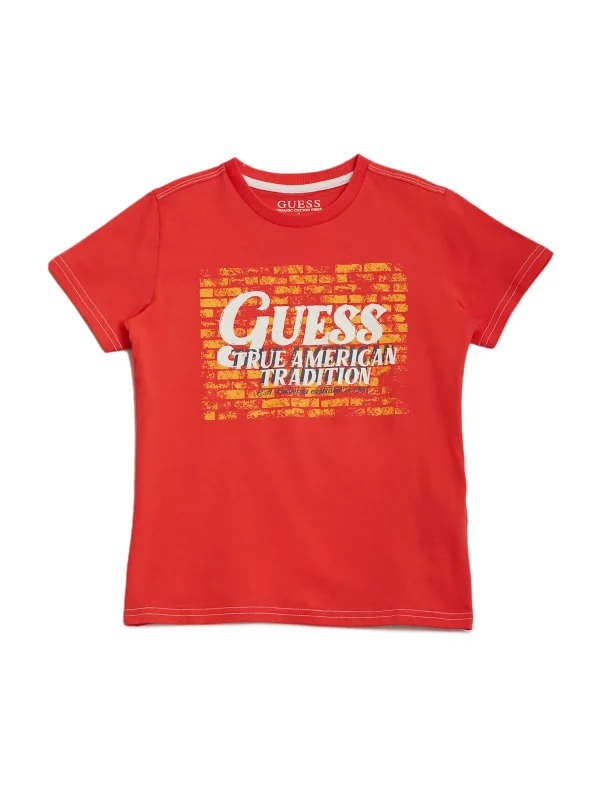 GUESS T-shirt logo sur le devant Rouge