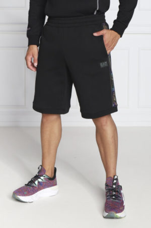 Emporio Armani 7 Bermuda en coton avec motif réfléchissant Noir